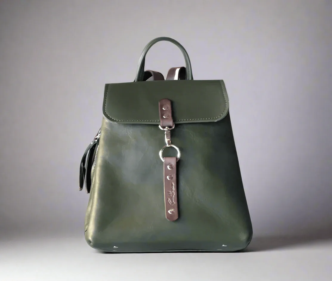 Stride leather backpack - Moss