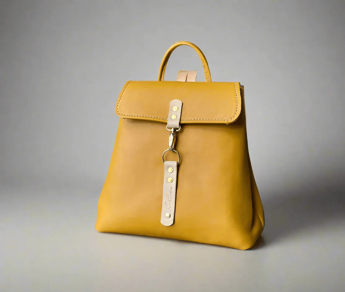 Stride leather backpack - Ochre