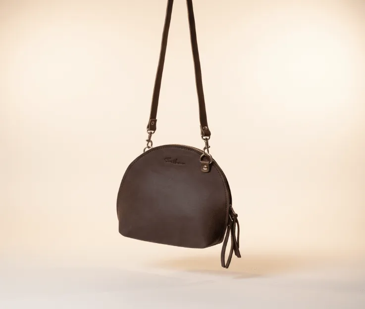 Arc mini leather crossbody bag - Chocolate
