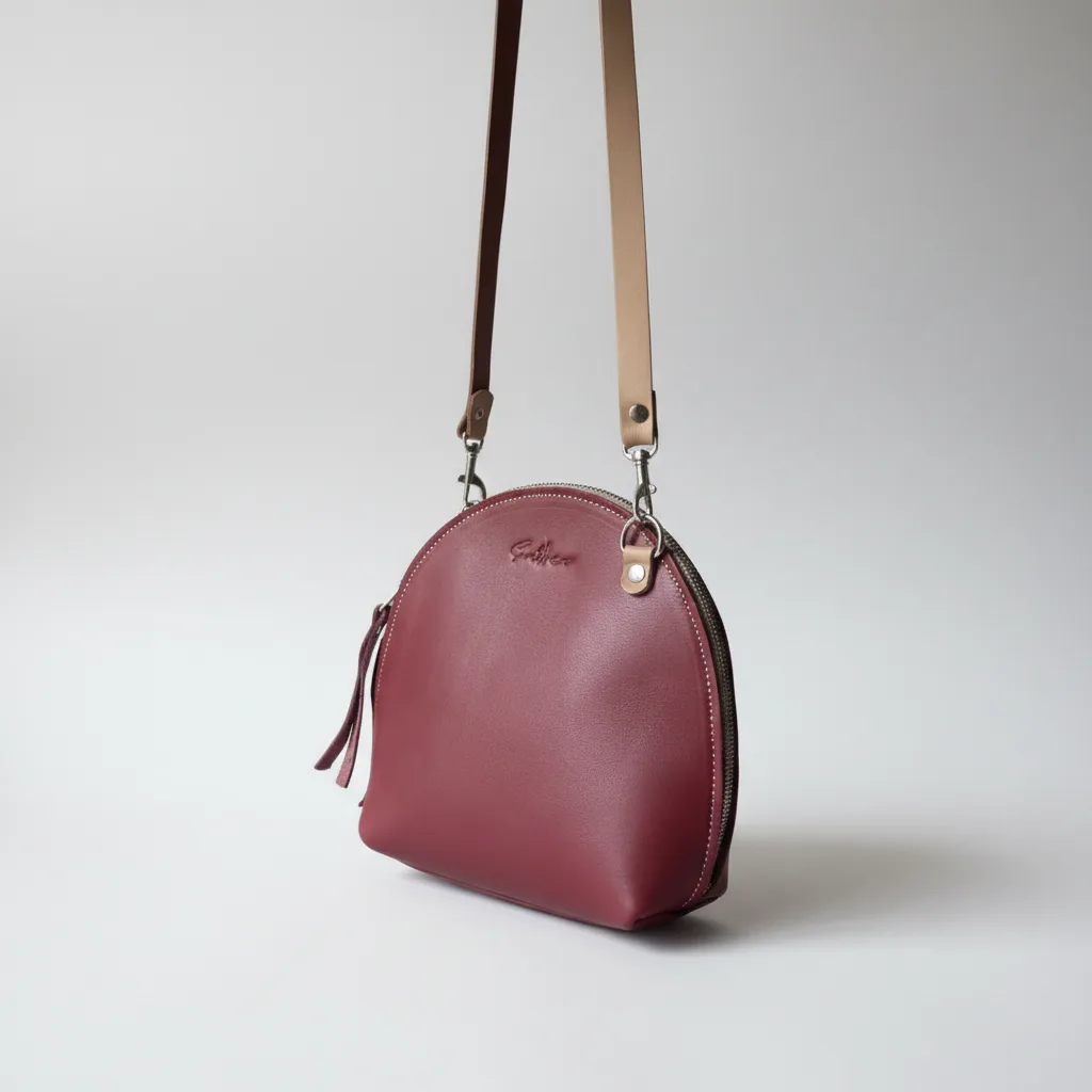 Arc mini leather crossbody bag - Burgundy