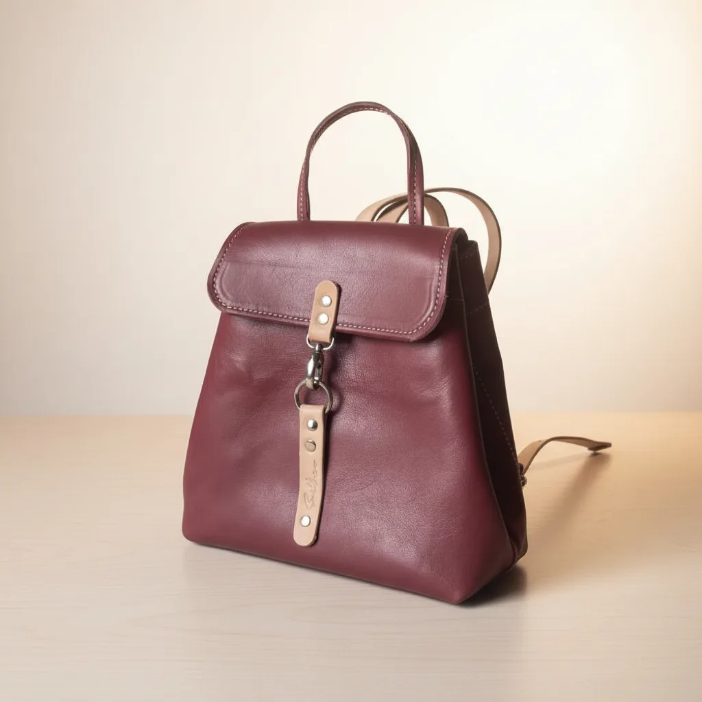 Stride leather backpack - Burgundy