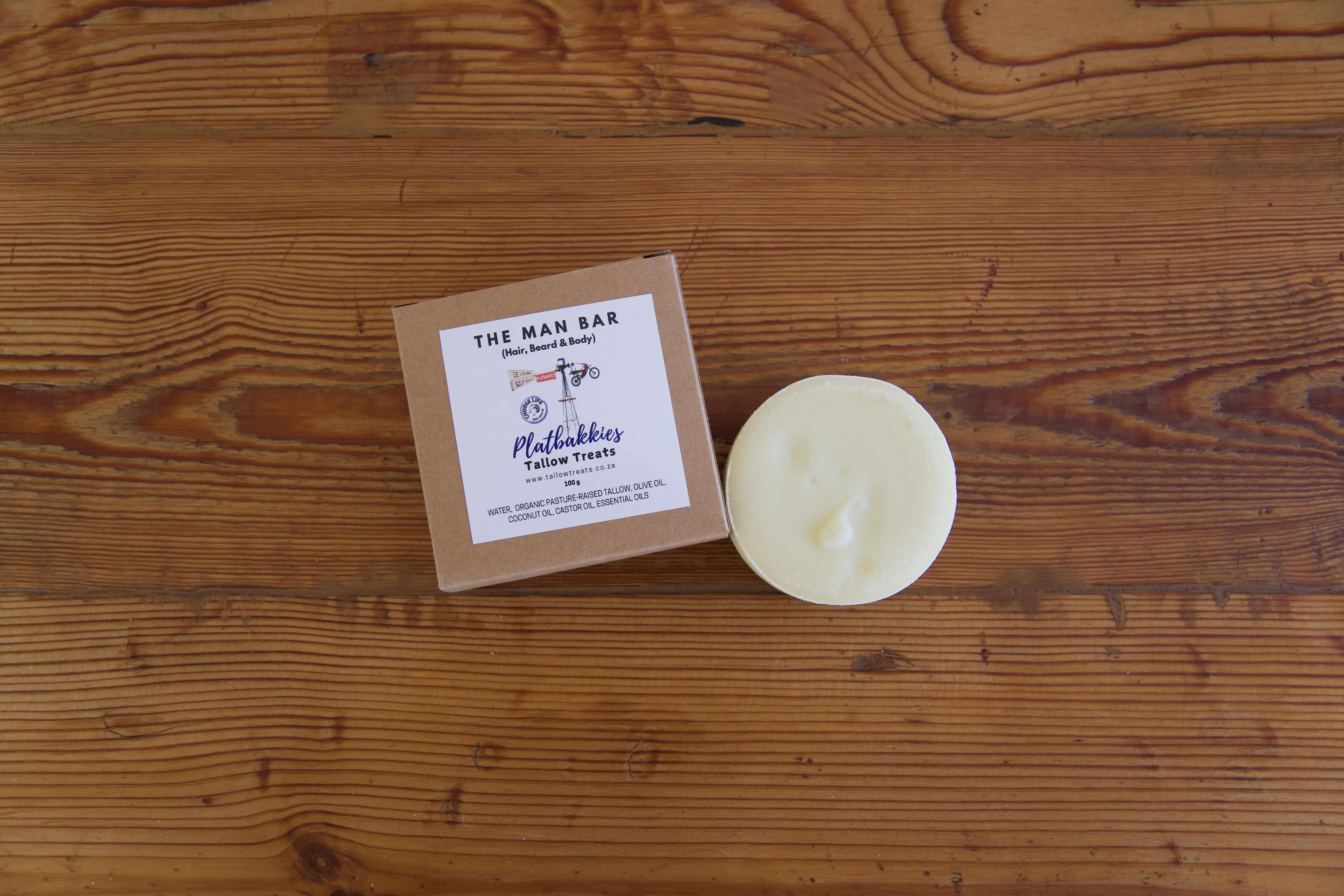 Man Bar | 3-in-1 Tallow Soap for Hair, Beard & Body (100g)
